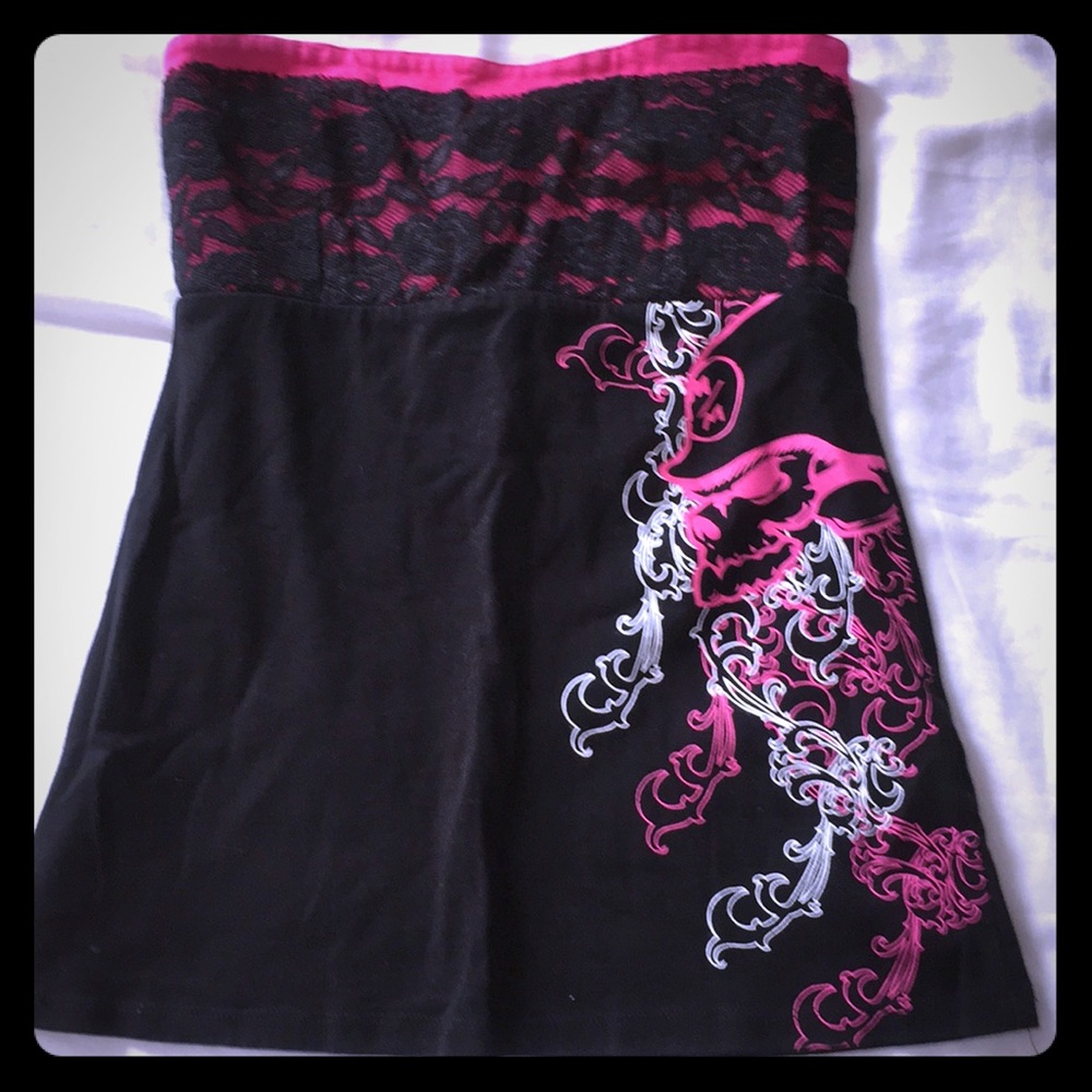 Metal Mulisha Black and Pink Crop Top